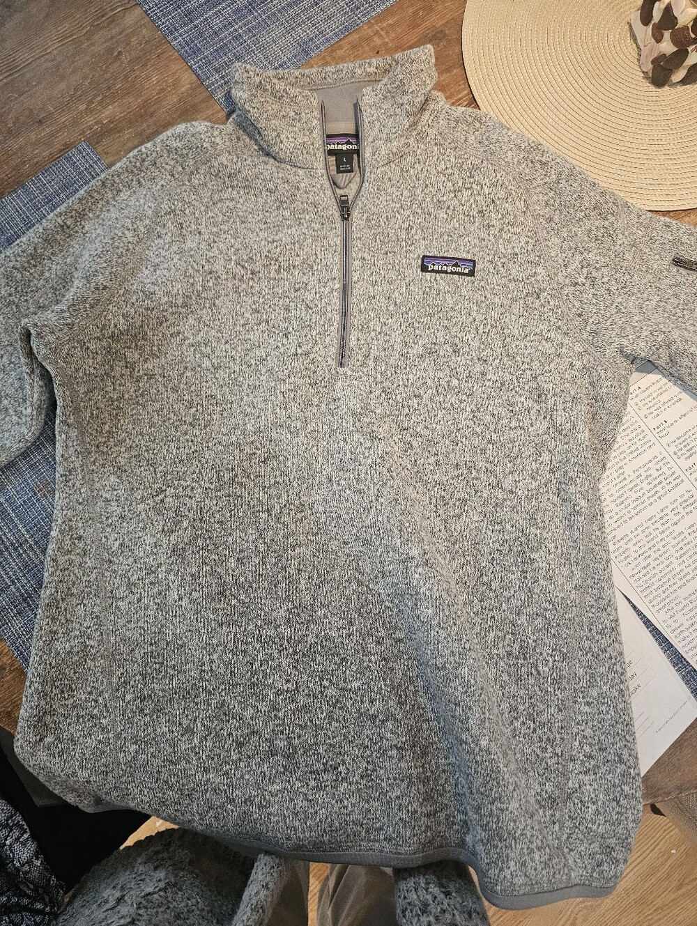 Patagonia Womens Better Sweater 1/4-Zip Fleece Pullover Heather Gray L EUC
